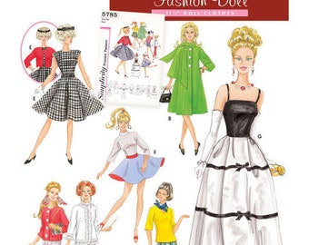 Fashion Doll Clothes Wardrobe Pattern, 11 and 1/2 Inch, Simplicity 5785, Archives, Designs by Teri, CUT OOP Pattern - DP0330