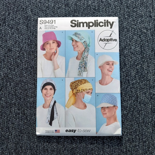 Ladies Hat Patterns, Head Coverings, Headwraps and Hats, Cancer Chemo Care, Simplicity 9491, NEW Headwrap Pattern - NP3306