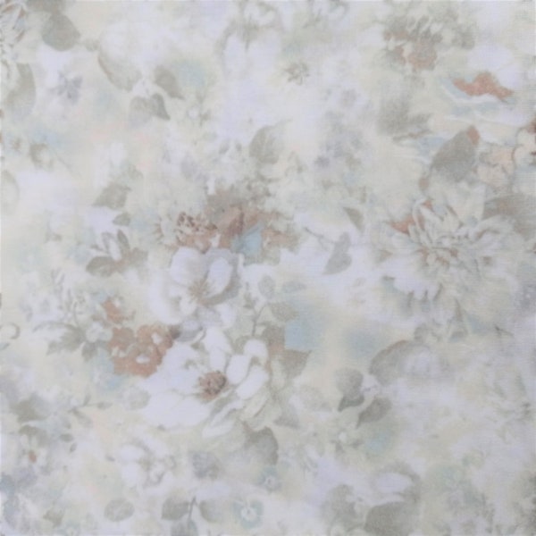 Neutral Large Floral Fabric, Subdued Floral in Neutral Colors, Subtle, Muted, Faint Design, NEW Fabric BTHY - 1/2 Yard - NF3721