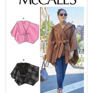 Misses Cape or Jacket Wrap with Belt Pattern, McCalls 8029 Easy Pattern, Hood or Collar, Sizes L XL, NEW Pattern - NP1758