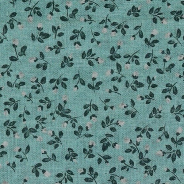 Light Teal Vine Floral Fabric FQ, Country Floral, Vintage Style, Small Teal Floral BTFQ, NEW Fabric Pre Cut Fat Quarters - FQ5006