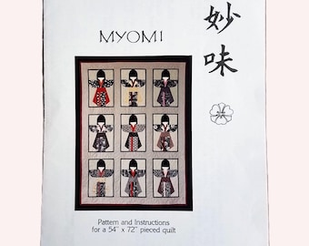 Japanese Girl Kimono Dresses Quilt Pattern, Myomi, Designed by Amy Myoraku - RARE OOP Vintage Quilt Pattern - QP5797