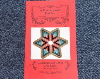 Quilted Christmas Tree Skirt Pattern, Diamond Log Cabin Patchwork, Lynn Greer, Vintage OOP Pattern - VP3494