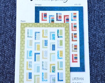 Urban Log Cabin Quilt Pattern, Beginners Strip Quilting, Machine Pieced, 2 and 1/2 Inch Strips, OOP Quilt Pattern - QP3255