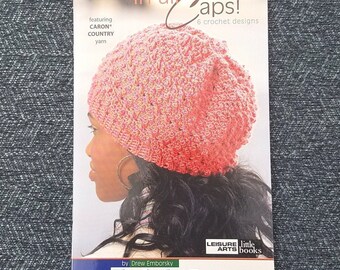 Crochet Book, In All Caps, by The Crochet Dude, Crocheted Hats, Crocheting Stocking Caps, NEW Very RARE Craft Booklet - CB2639