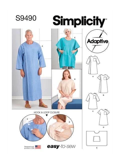 Recovery Gown and Bed Robe Pattern, Medical Care Gown, Home Care ...
