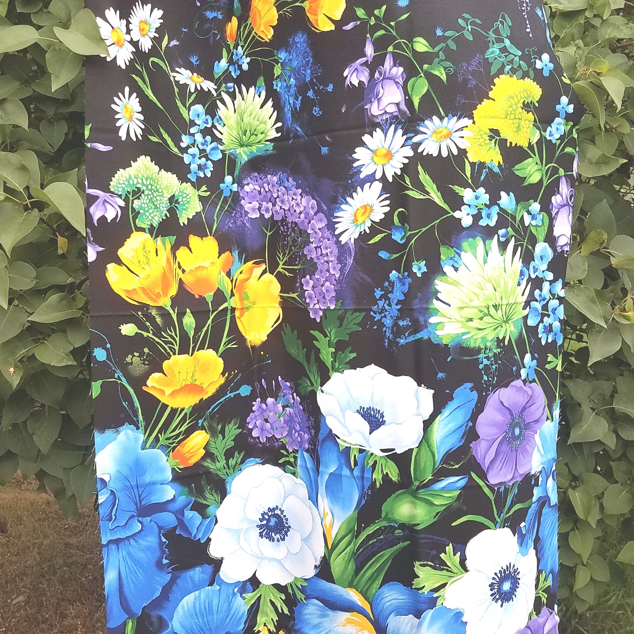 Floral Fabric Panel Chong A Hwang Design Bold Floral Border Etsy