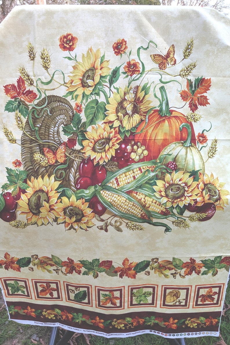 Thanksgiving Fabric Panel Harvest Blessings Fabric Panel OOP | Etsy