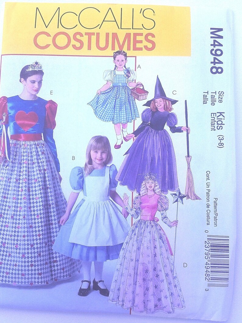 NEW Costume Pattern McCalls 4948 or MP264 Alice and Dorothy CP1899 Sizes 3 to 8 Girls Princess Costume Dress Pattern