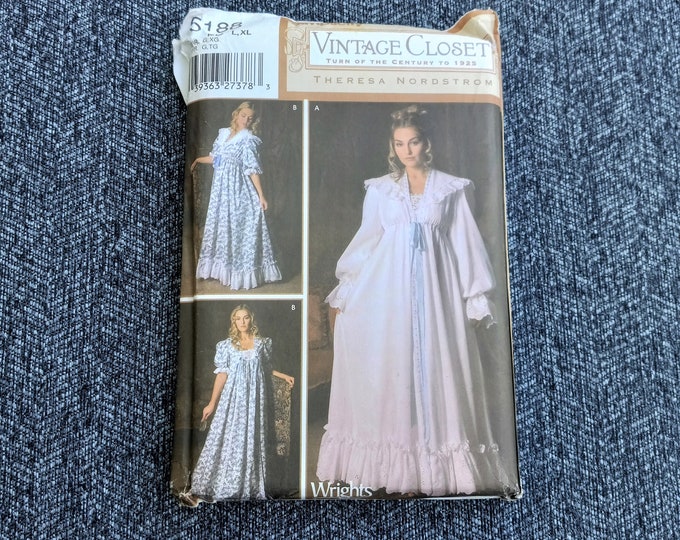 Victorian Edwardian Nightgown and Robe Pattern, 1900s Nightwear ...