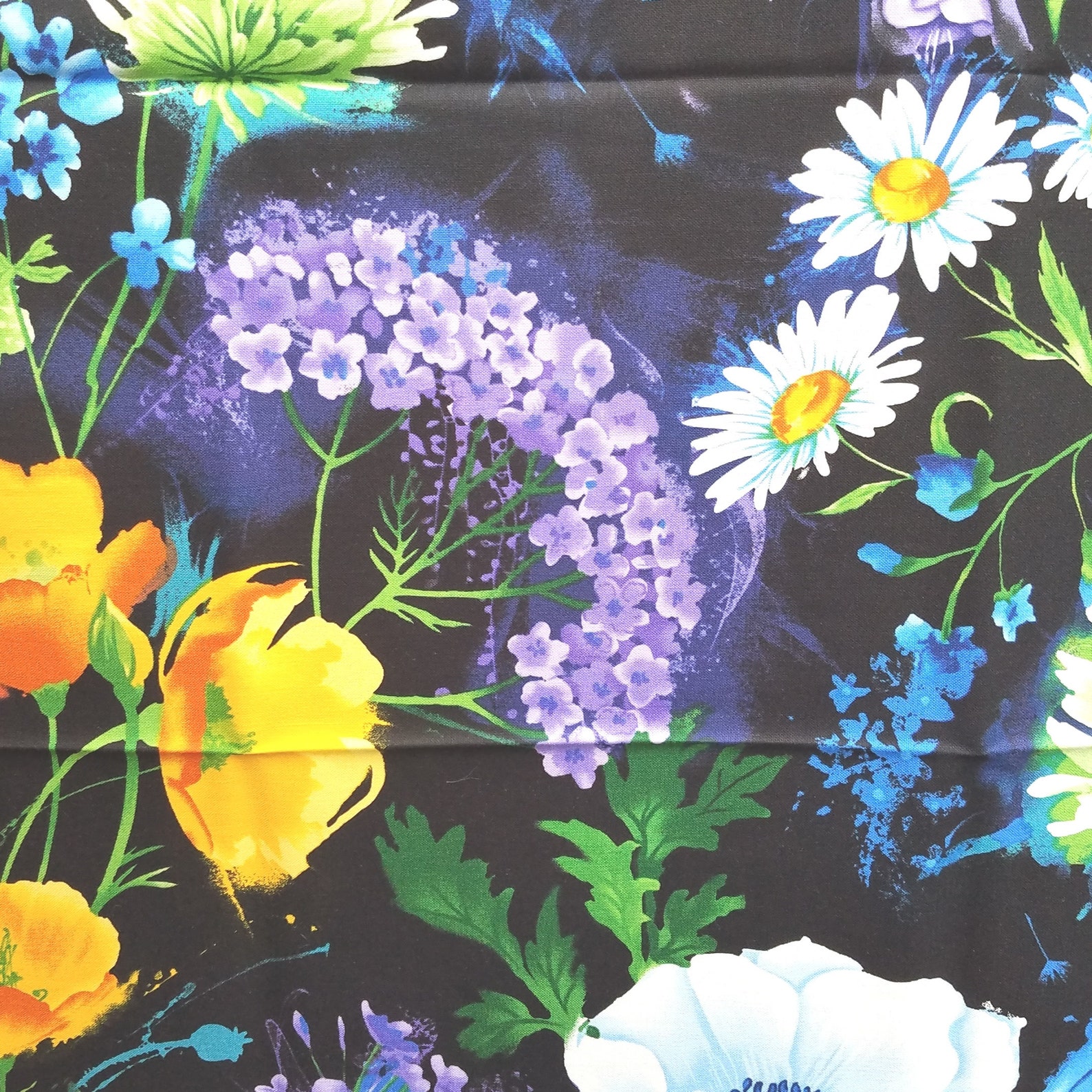 Floral Fabric Panel Chong Hwang Design Bold Floral Border Etsy Israel