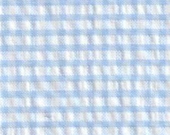 Blue Check Seersucker Gingham Fabric, Blue White Mini Checks, Fabric Finders, 60 Inch Wide Cotton, NEW Fabric BTHY - Per HALF Yard - NF3183