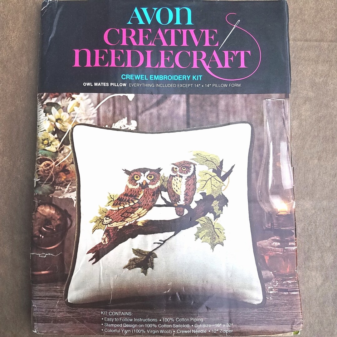 Vintage Owl Crewel Embroidery Kit Owl Mates Pillow or Etsy