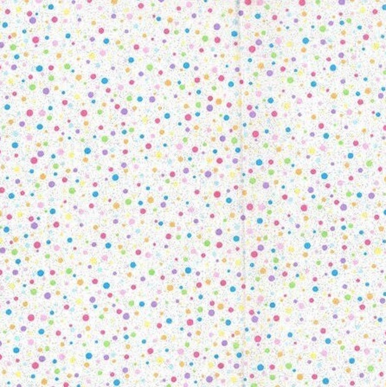 Easter Polka Dot Fabric, Pastel Dots with Glitter, Random Rainbow Dots on WHITE, NEW Fabric off the Bolt BTHY 1/2 Yard NF3257 image 6