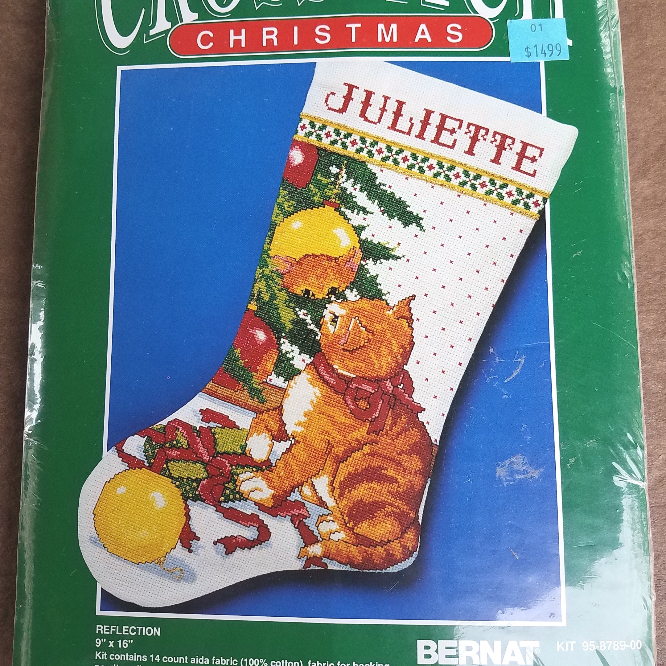 Kitten Christmas Stocking, Kitty Cat Stocking, RARE Vintage Counted Cross  Stitch Kit by Bernat, UNOPENED Craft Kit - CK3156