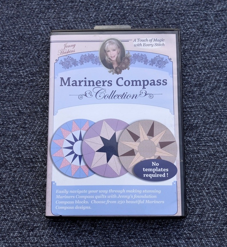 Quilting Instruction Video, Mariners Compass Quilt Collection, Jenny Haskins, 250 Designs, Very RARE Arts Crafts DVD CS3402 image 1