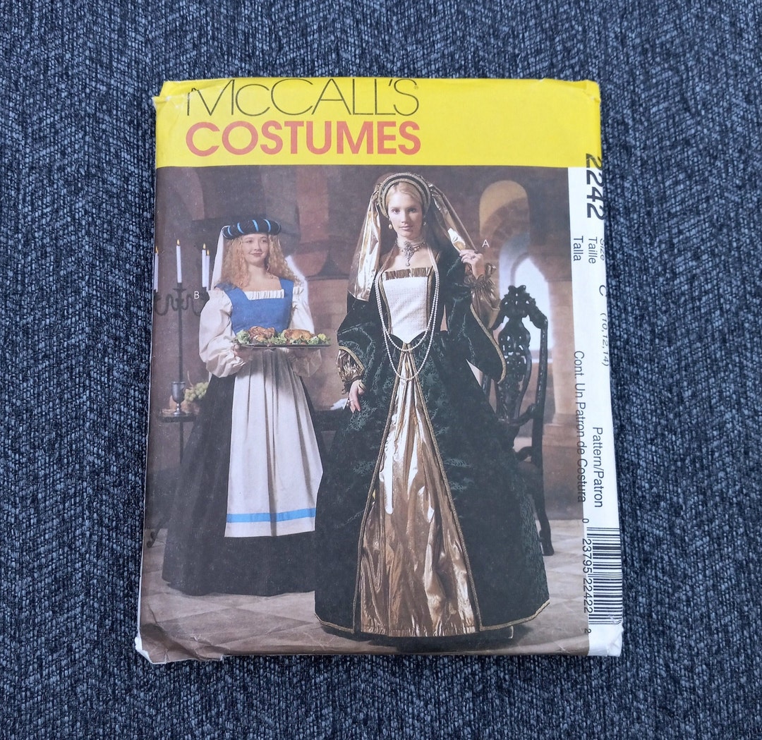 Medieval Dress Costume Pattern, Renaissance Gown, Mccalls 2242, Misses ...