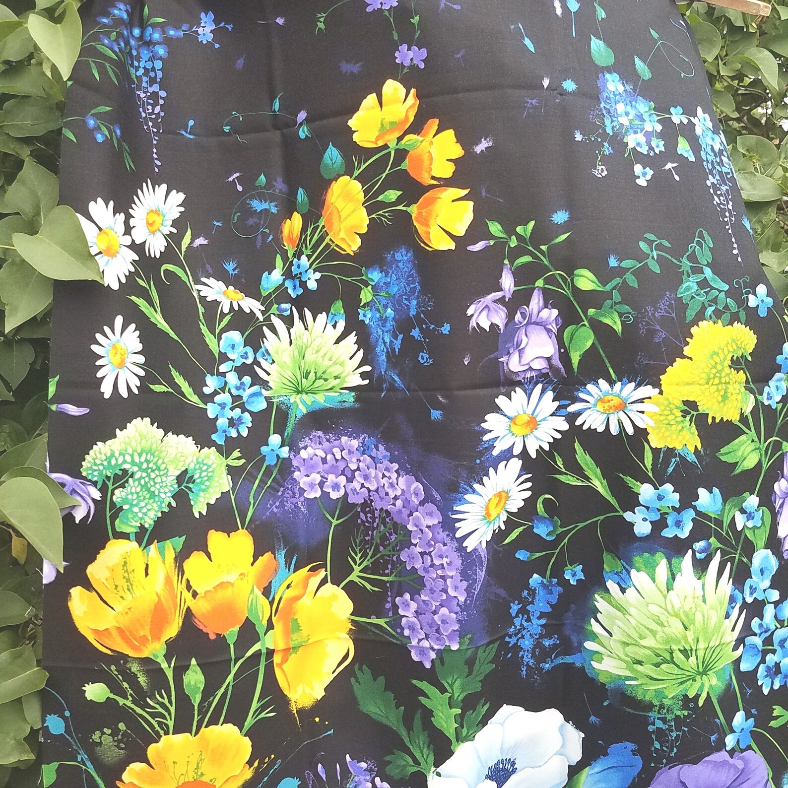 Floral Fabric Panel Chong Hwang Design Bold Floral Border Etsy Israel