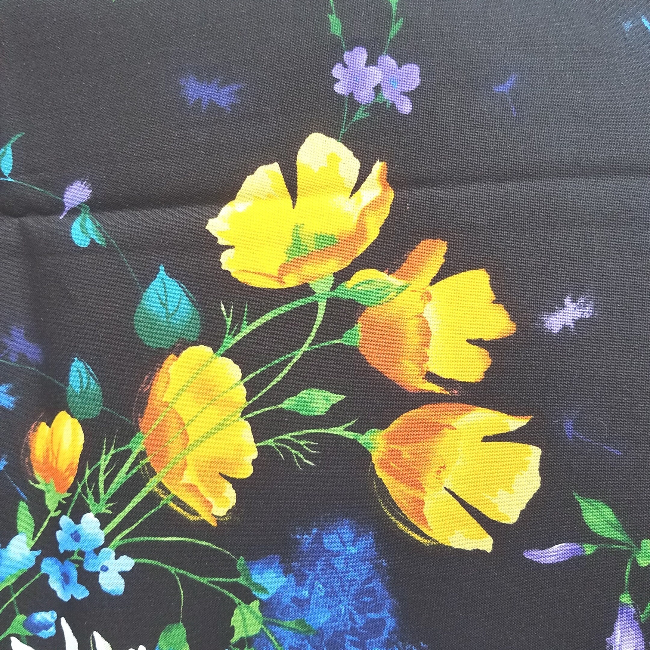 Floral Fabric Panel Chong A Hwang Design Bold Floral Border Etsy