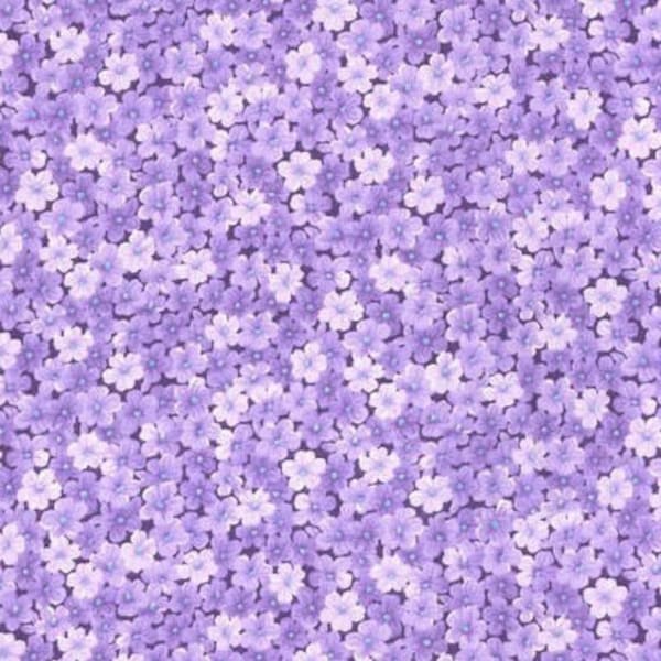 Purple Mini Floral Fabric, Small Calico Floral Print, Shades of Purple and White, NEW OOP Modern Calico BTHY - 1/2 Yard - NF4603