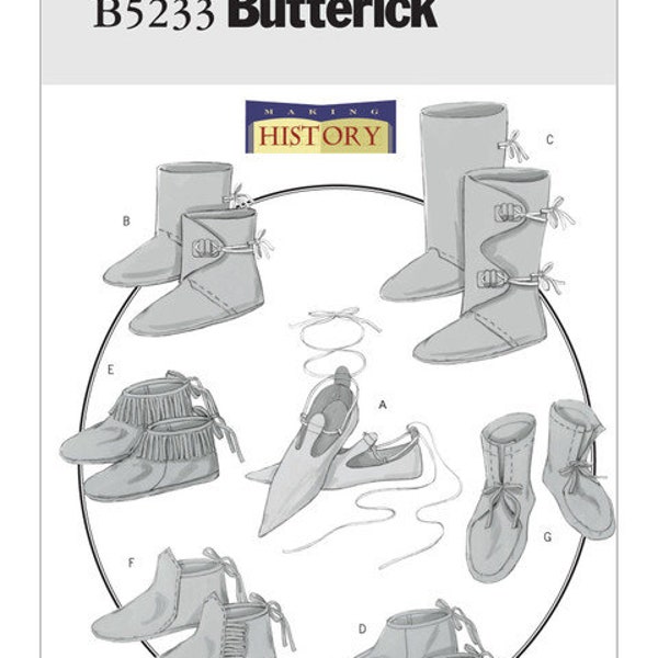 Costume Pattern, Historical Footwear, Renaissance Shoemaking, Butterick 5233, Sizes XXs to Xl, NEW RARE OOP Pattern - NP2262