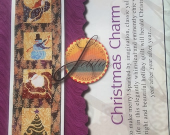 Quilted Christmas Wall Hanging Pattern, Christmas Charm Holiday Banner, OOP Wall Quilt or Tablerunner Pattern - QP0337