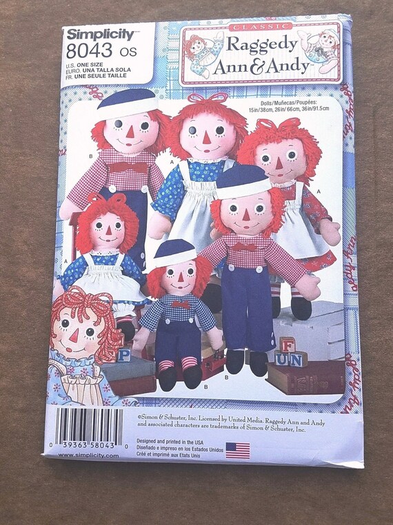Raggedy Ann and Andy Doll Pattern Classic Stuffed Rag Dolls | Etsy