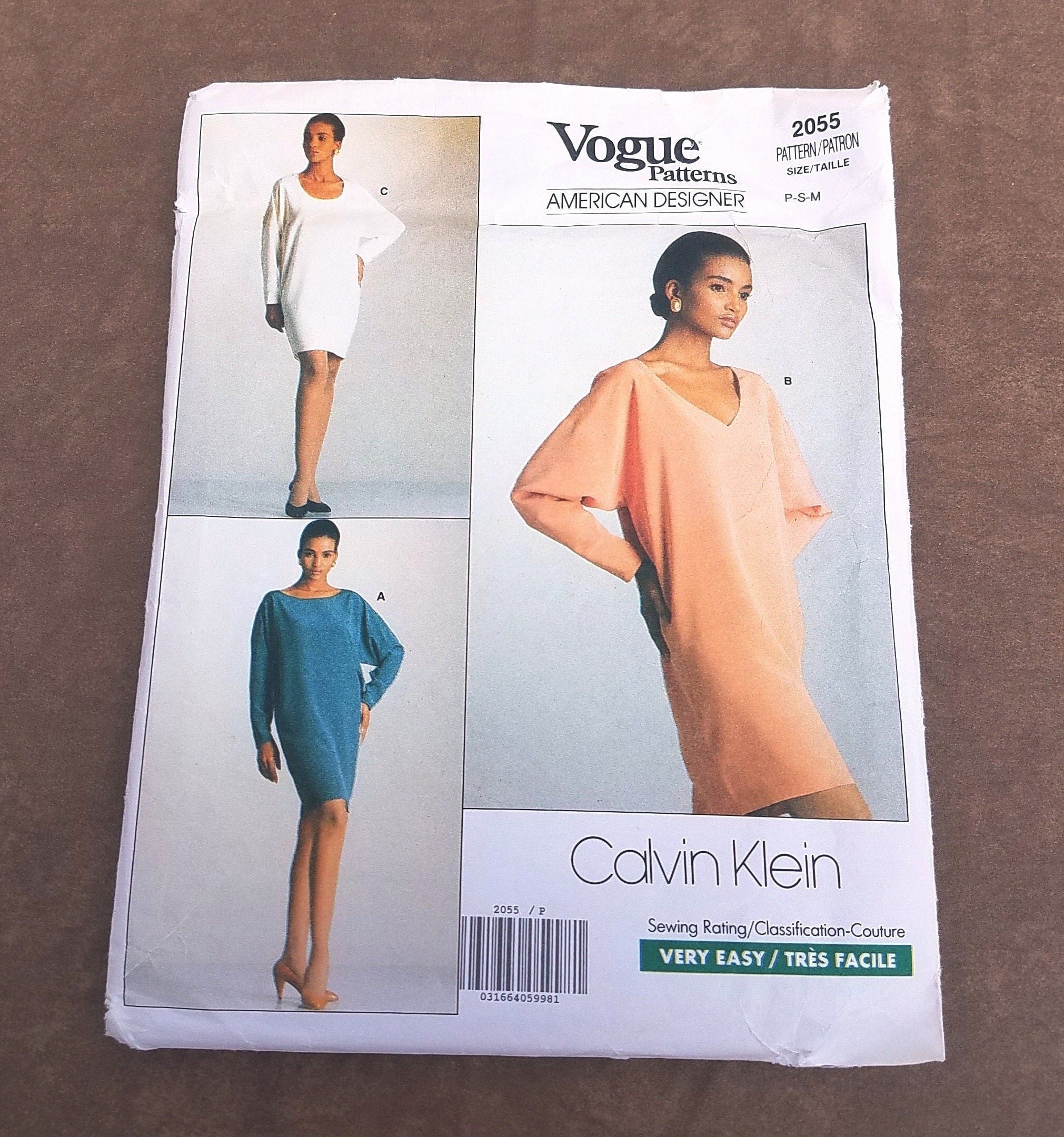 Vogue Pattern 2055 Calvin Klein designer dresses Very Easy Sizes