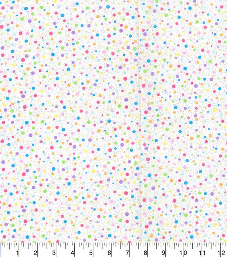 Easter Polka Dot Fabric, Pastel Dots with Glitter, Random Rainbow Dots on WHITE, NEW Fabric off the Bolt BTHY 1/2 Yard NF3257 image 10