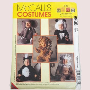 Panda, Elephant, Monkey, Lion and Skunk Pattern, Toddler Costume, Tom Arma, McCalls 8938, UNCUT Rare OOP Vintage Pattern - VP5442