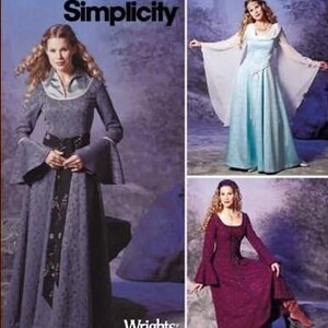 Medieval Gown Costume Pattern, Historical Gothic, Simplicity 9891 0513, Misses 6-12, UNCUT Pattern - UP6326
