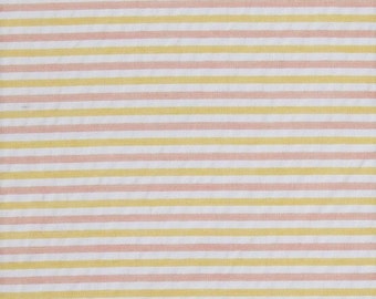 Striped Seersucker Fabric, Summer Seersucker, Stripes in Yellow Peach White, Apparel Fabric, NEW Fabric BTHY - 1/2 Yard - NF4363