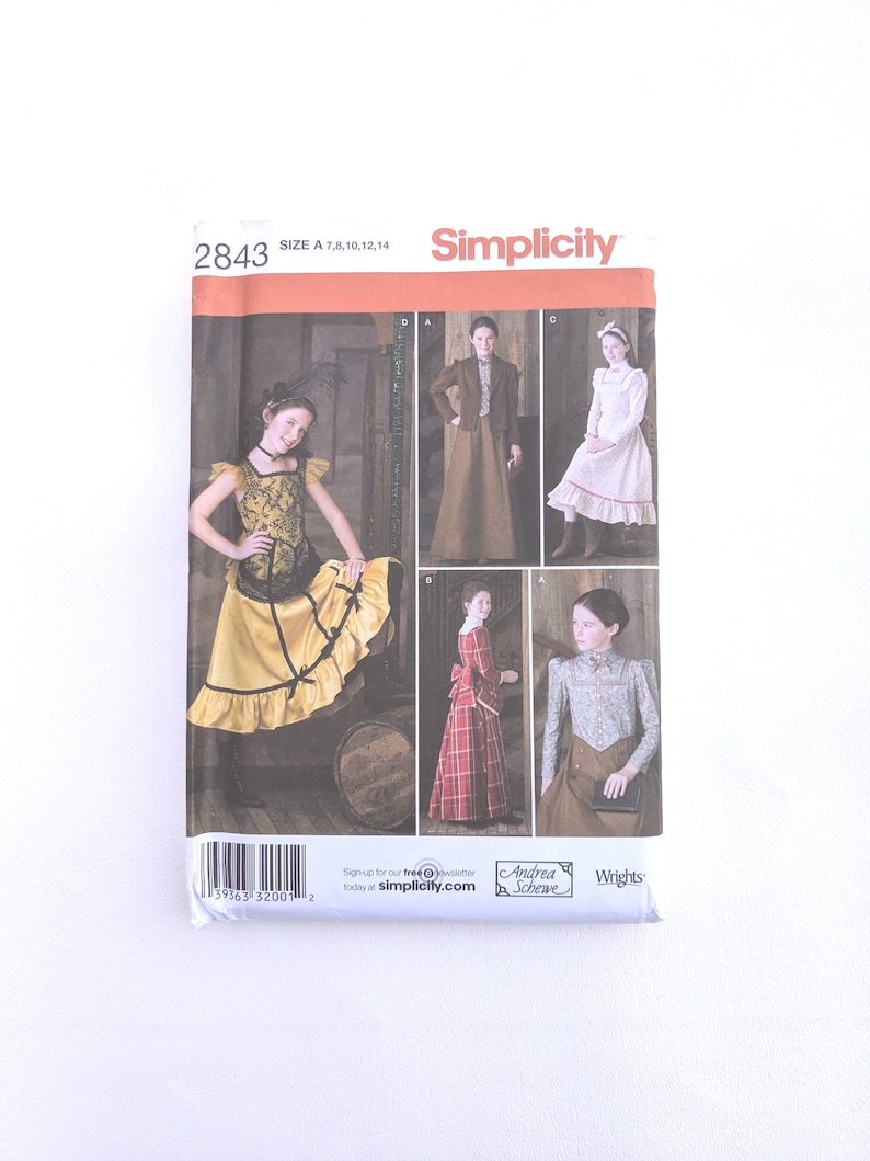 Teens Costume Pattern Costume Pattern CP1195 Old West 1800s Costumes Little House on the Prairie Simplicity 2843 Audrea Schewe