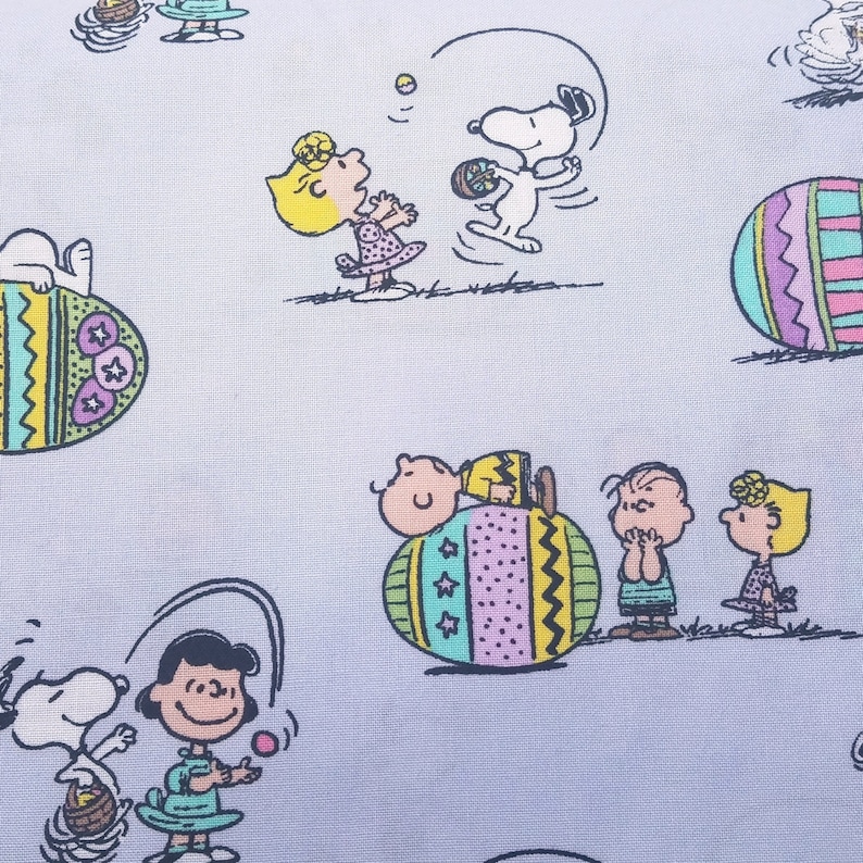 OOP Rare Holiday Fabric BTHY HF2309 12 Yard Peanuts Licensed Fabric Charlie Brown and Friends Easter Egg Hunt Peanuts Easter Toss