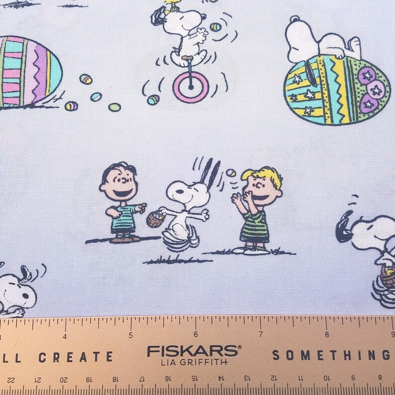 OOP Rare Holiday Fabric BTHY HF2309 12 Yard Peanuts Licensed Fabric Charlie Brown and Friends Easter Egg Hunt Peanuts Easter Toss