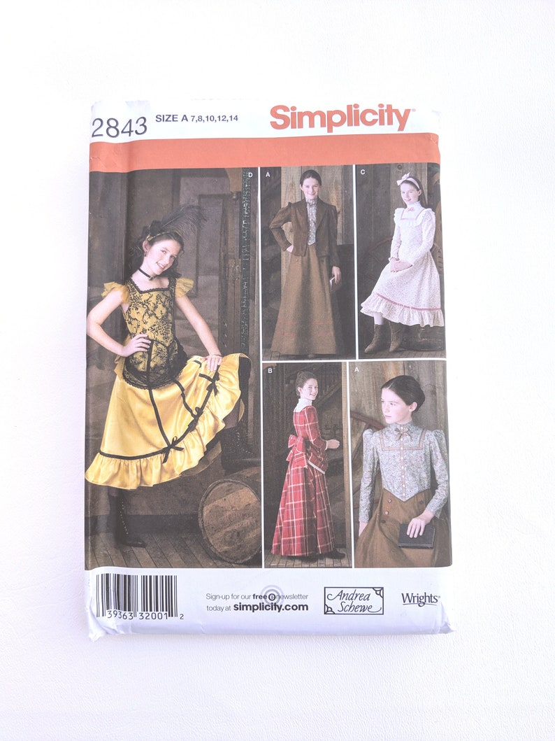 Teens Costume Pattern Costume Pattern CP1195 Old West 1800s Costumes Little House on the Prairie Simplicity 2843 Audrea Schewe