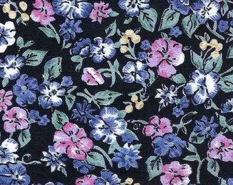 Vintage Style Small Floral Fabric, Pink Purple Yellow Green Allover Floral, Fabric Finders, NEW Wide Fabric BTHY - 1/2 Yard - NF4861