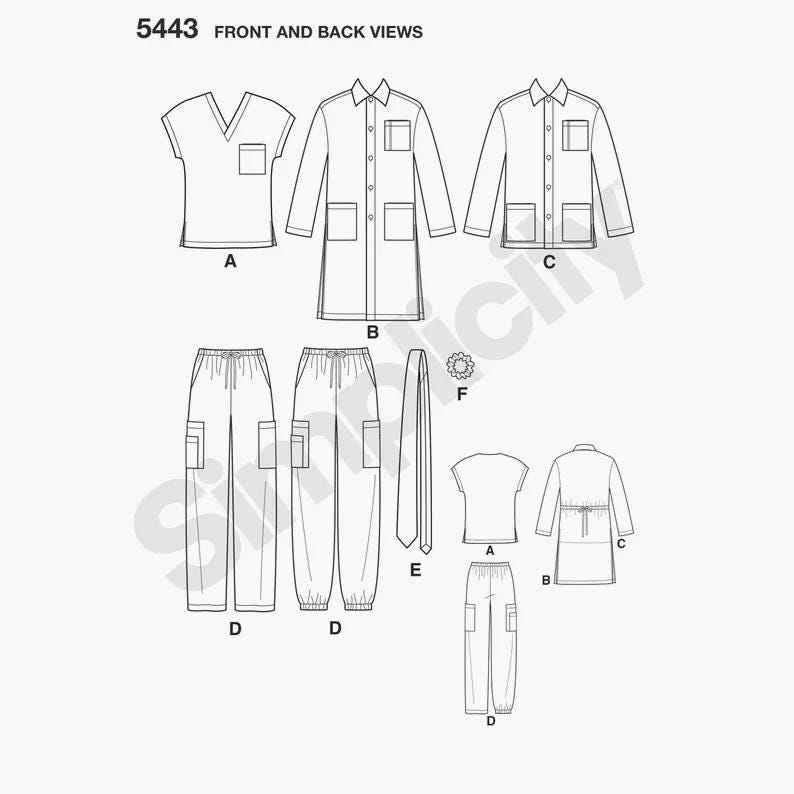Medical Uniform Pattern, Plus Size Mens Womens Scrub Top Jacket Pants ...