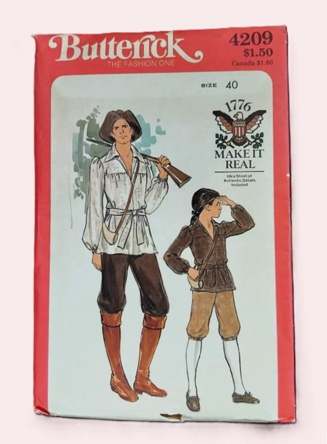 1776 Patriot Costume Pattern, 18th Century Frontier Shirt Knickers ...