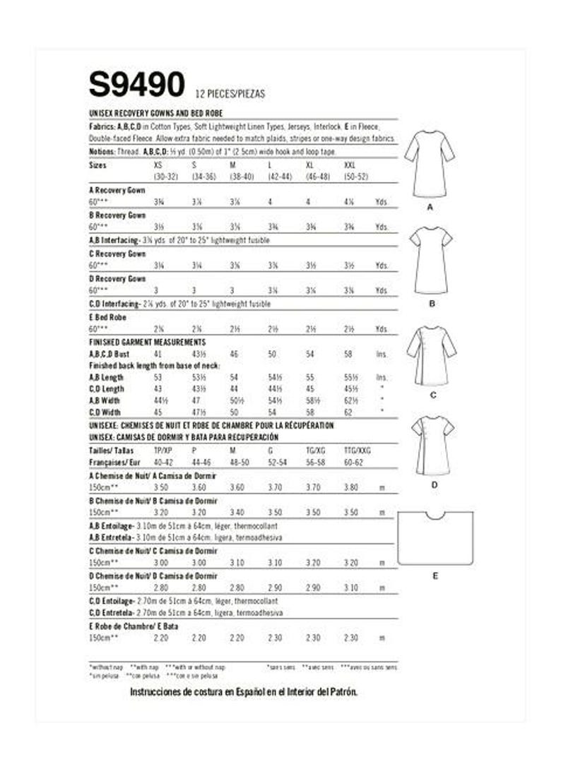 Recovery Gown and Bed Robe Pattern, Medical Care Gown, Home Care ...