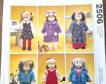 Gotz Style 18 Inch Doll Clothes Pattern, Classic Style Wardrobe, McCalls 2506, Time to Dream, UNCUT OOP Pattern - DP6243