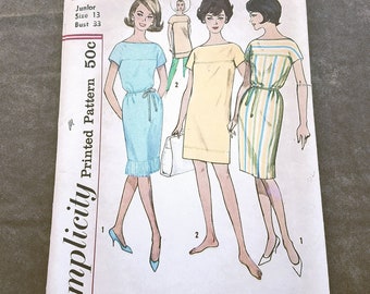 Vintage Dress Pattern, 60s Style Dress, 1960s Junior Dress, Simplicity 4514, Size 13, Very RARE Cut Vintage Pattern - VP0969T