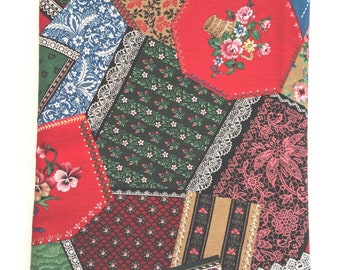 Vintage Fabric, Crazy Quilt Patchwork with Floral, Calico Prints, Kesslers Cranston Print, Vintage Fabric BTHY - 1/2 Yard - VW2585