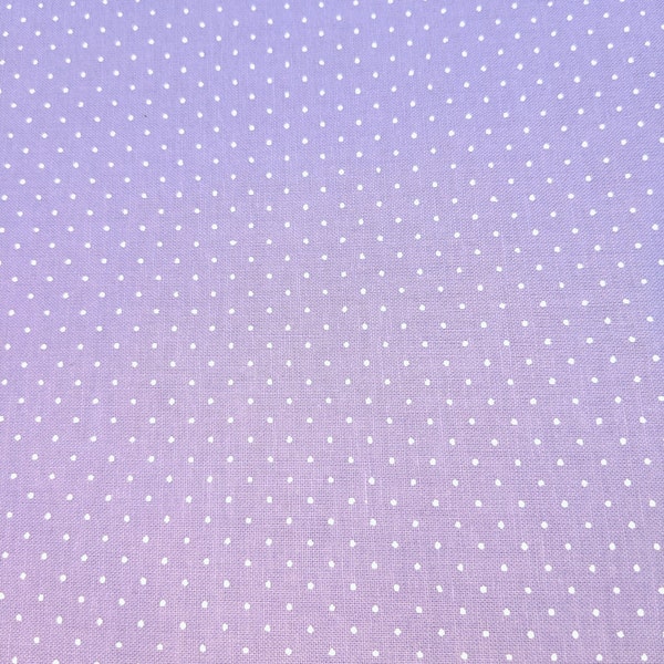 Lavender Polka Dot Fabric, Tiny White Pin Dots, Girls, Baby or Doll Dressmaking, Hair Bows, NEW Fabric BTHY - 1/2 Yard - NF2246