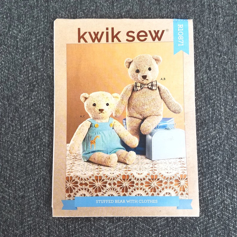 NEW Craft Pattern NP2268 Kwik Sew 4389 or R10871 Memory Bear Pattern Bear with Clothes Elaine Heigl Design 21 and 12 Inch Bear