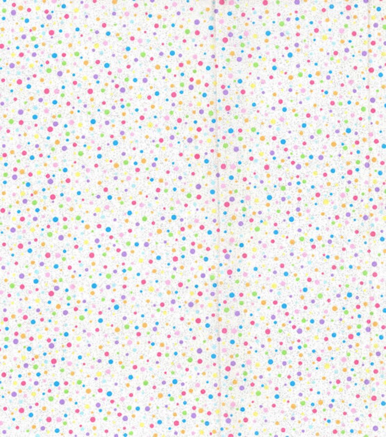 Easter Polka Dot Fabric, Pastel Dots with Glitter, Random Rainbow Dots on WHITE, NEW Fabric off the Bolt BTHY 1/2 Yard NF3257 image 8