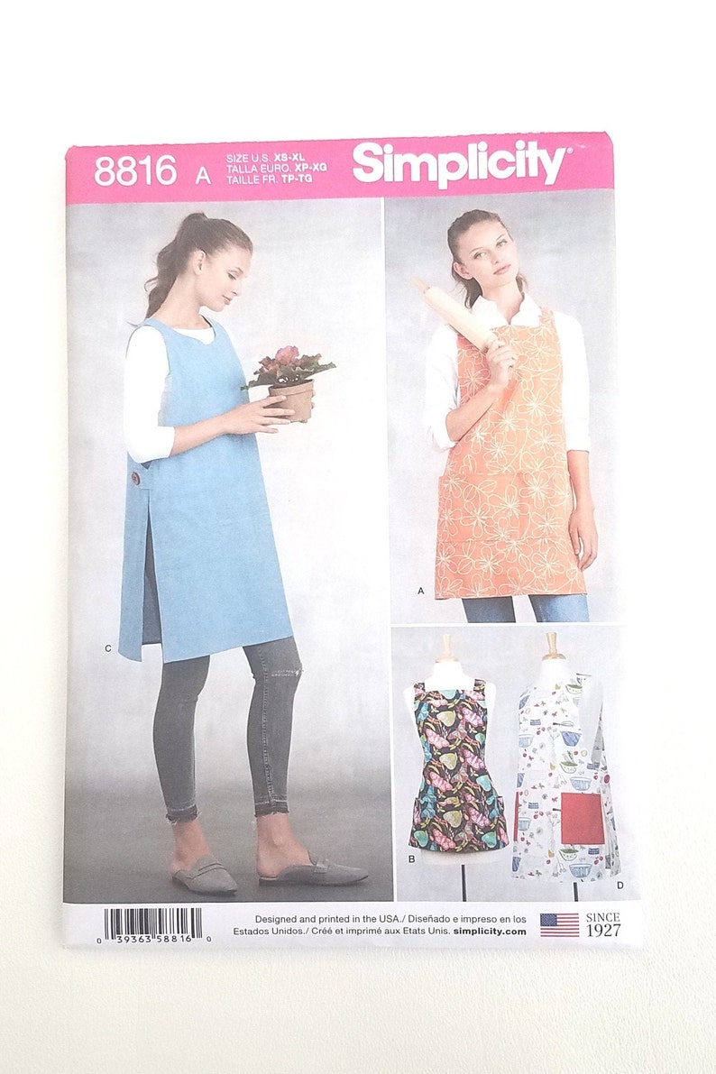 Smock Apron Pattern, Full Apron Jumper, Simple Apron, Artists Smock, Simplicity 9409, Kwik Sew 4300, NEW Craft Pattern - NP2154 