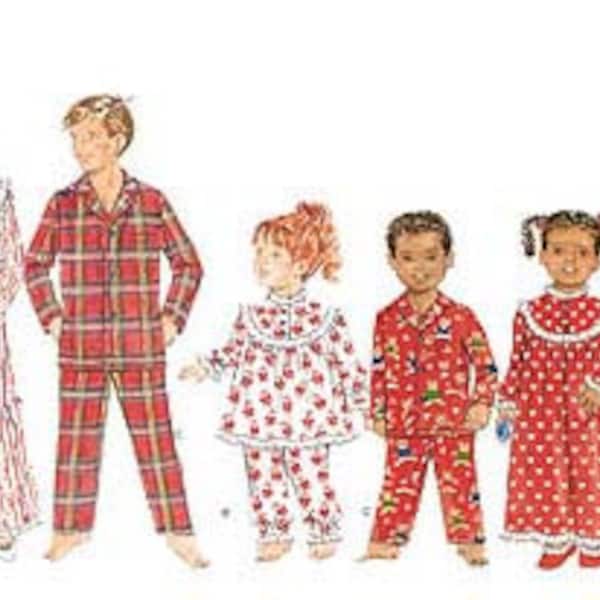 Childrens Pajama Pattern, Nightgown Pajamas, Vintage Style Sleepwear, Butterick 4222, Sizes 2 to 6, UNCUT OOP Pattern - VP5298