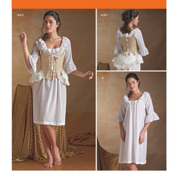 Corset Chemise Costume Pattern, 18th Century Undergarments, American Duchess, Simplicity 8162, Sizes 6-14, NEW Pattern - NP1772