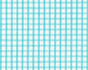 Aqua Blue Windowpane Small Check Fabric, Aqua White Gingham, Fabric Finders, 60 Inch Wide, New OOP Fabric BTHY - Per HALF Yard - NF5358